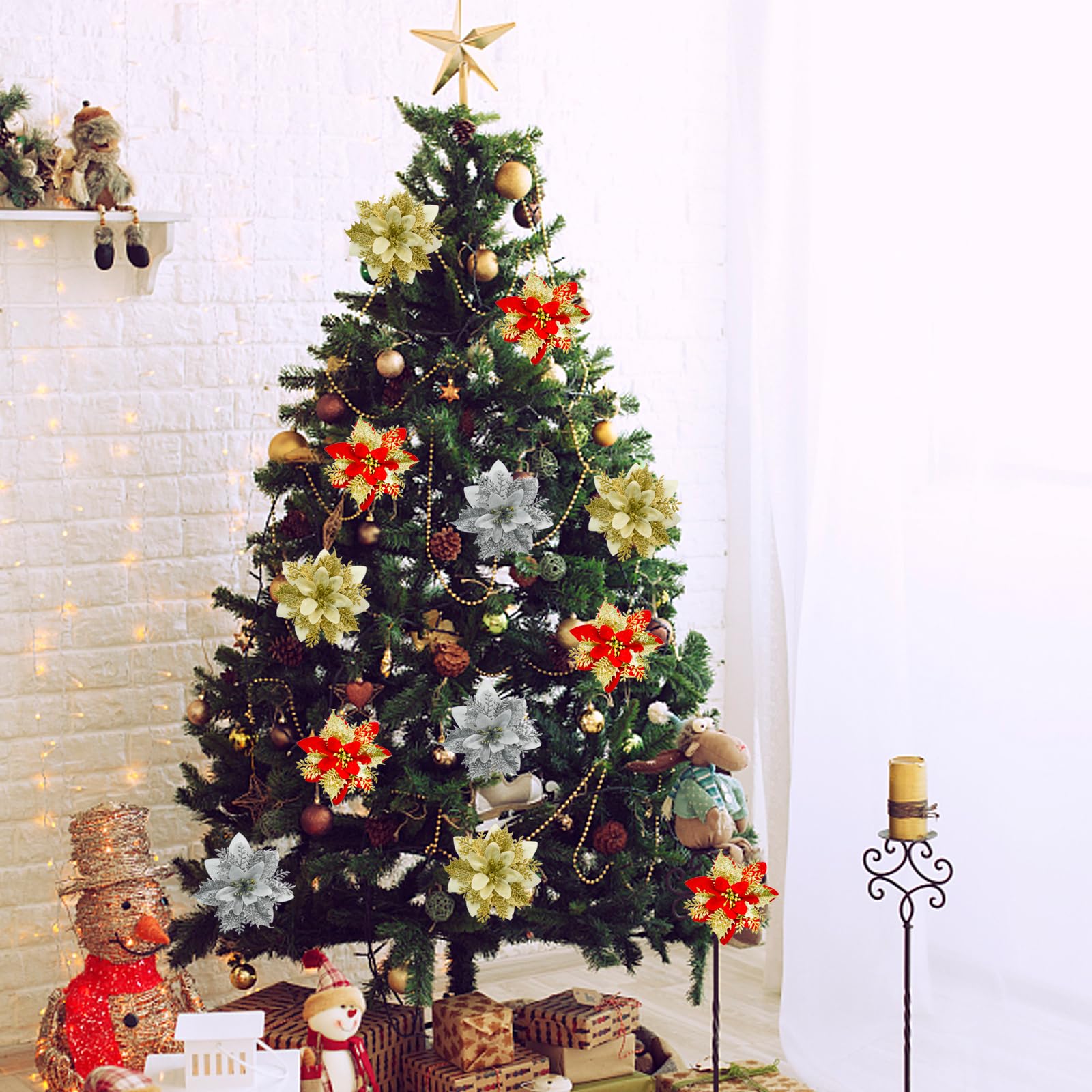 Amazon｜Bacucine クリスマス 造花 24個入り クリスマスツリー飾り